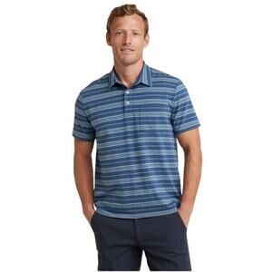 L.L. Bean Mens‎ Lakewashed Performance Polo Short Sleeve Stripe Blue Size Small